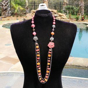 Boho Multi Strand Bead Stone Flower Necklace Set